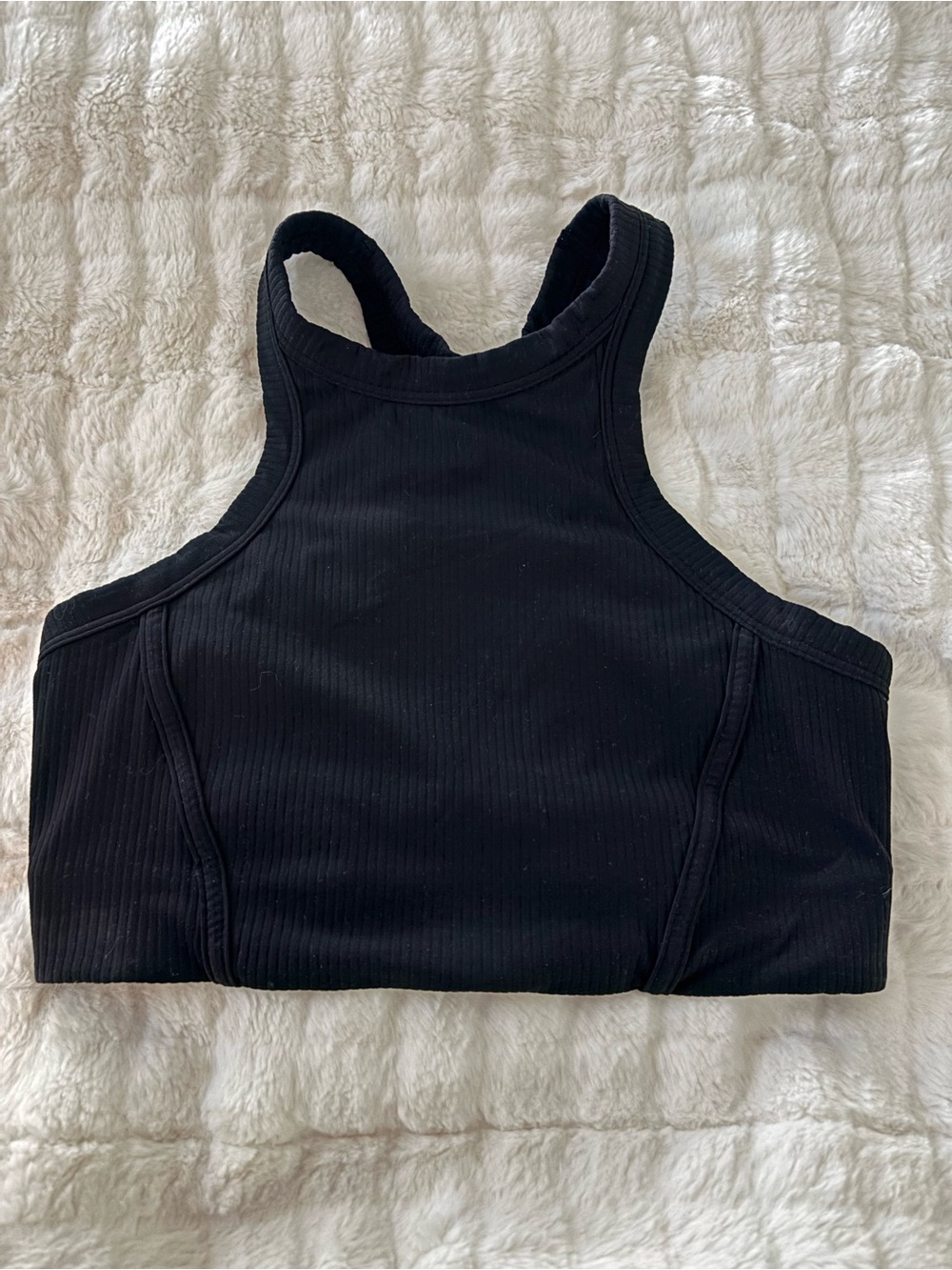 lululemon athletica Black Ribbed High-Neck Crop Tank